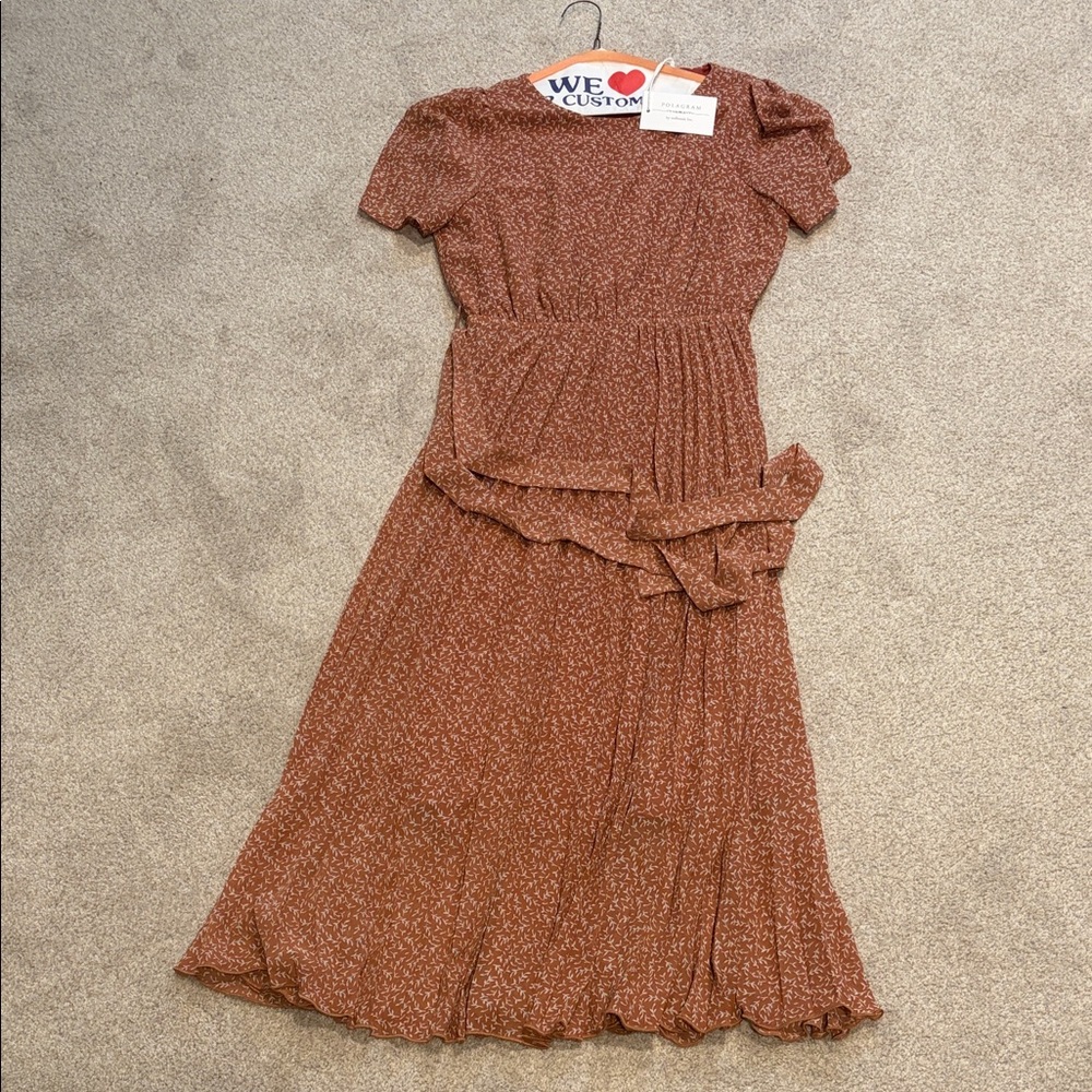 Floral Midi Dress in Rust